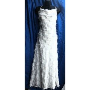 Women's Size 2 White Eyelash Dress LWD All White Party Boho Maxi